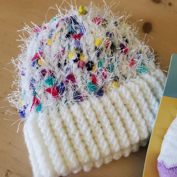 Baby Girl Wonderkids Confetti Rattle Knit Beanie Socks Headband Bundle NEW - Picture 3 of 3